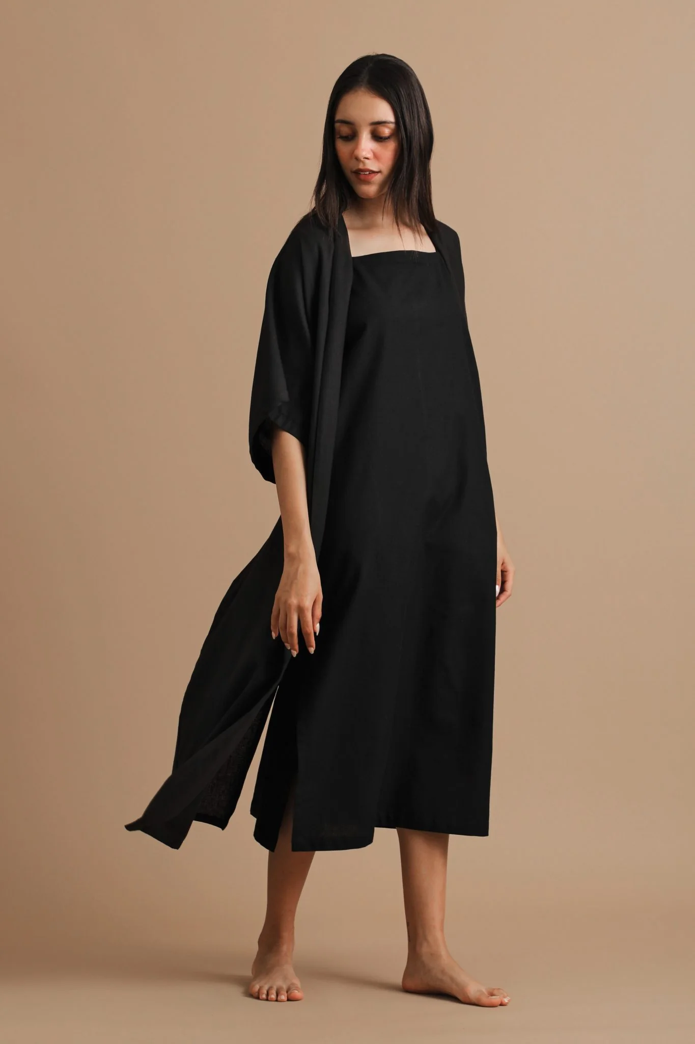 Black Crepe Shrug Dress - Image 5