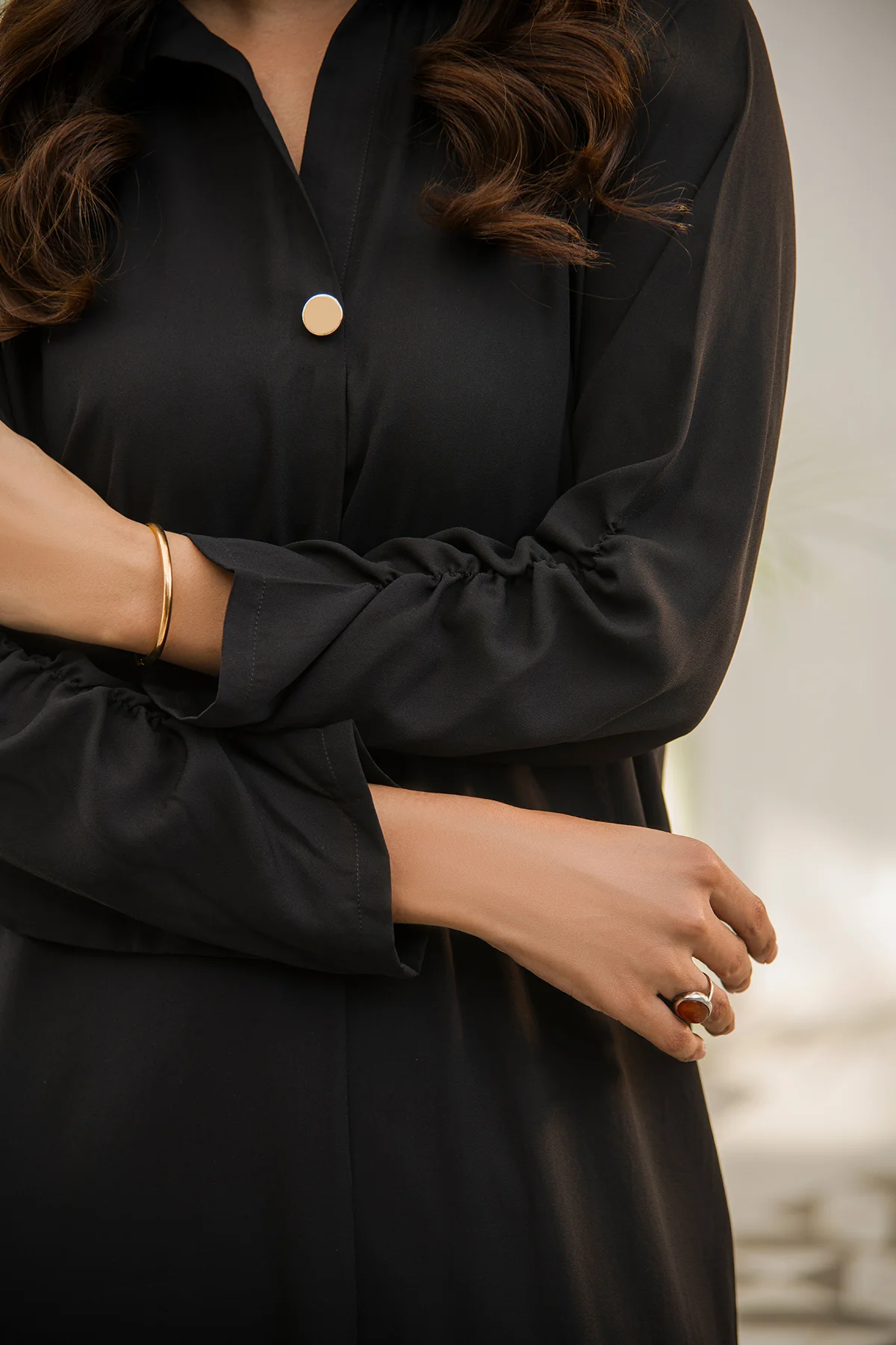 Bold Black Solid Dress - Image 7
