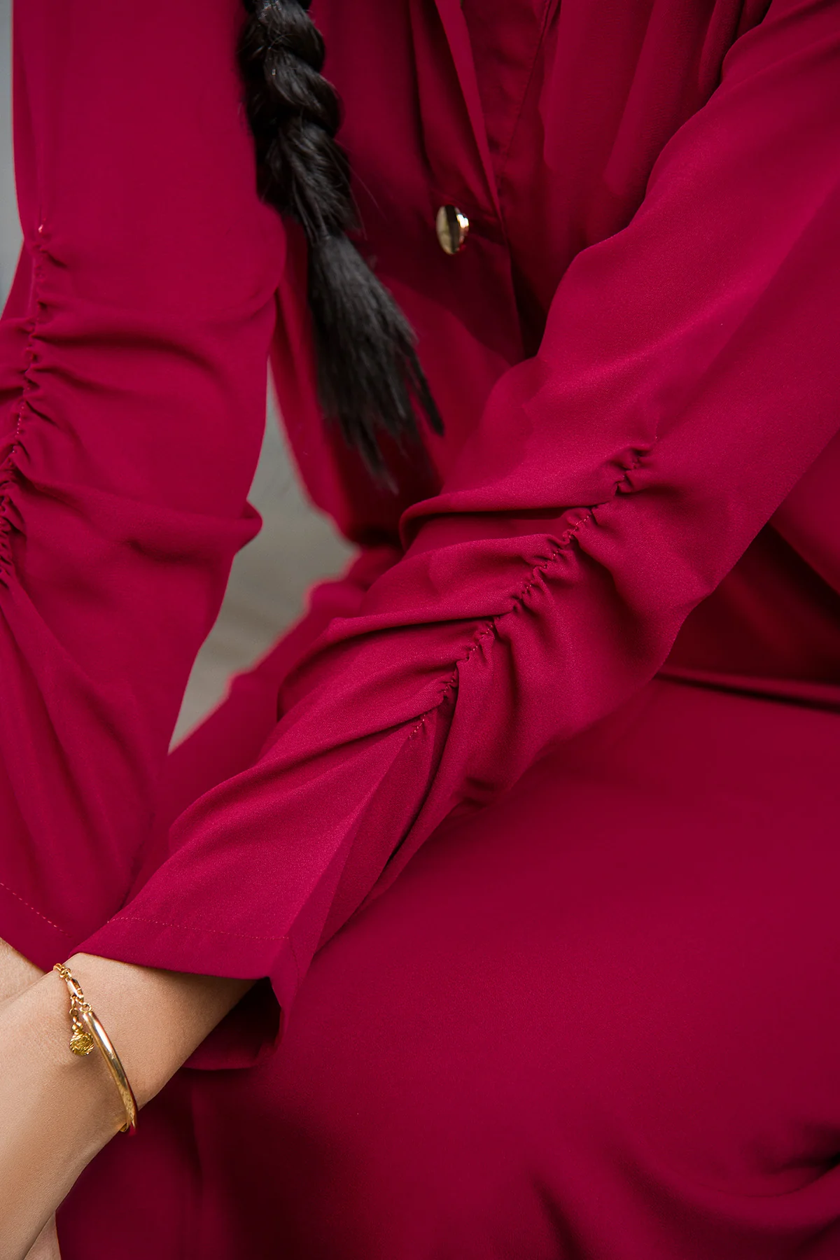 Bold Maroon Solid Dress - Image 6